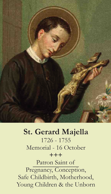 St. Gerard *Patron of Pregnancy/Motherhood* Prayer Card
